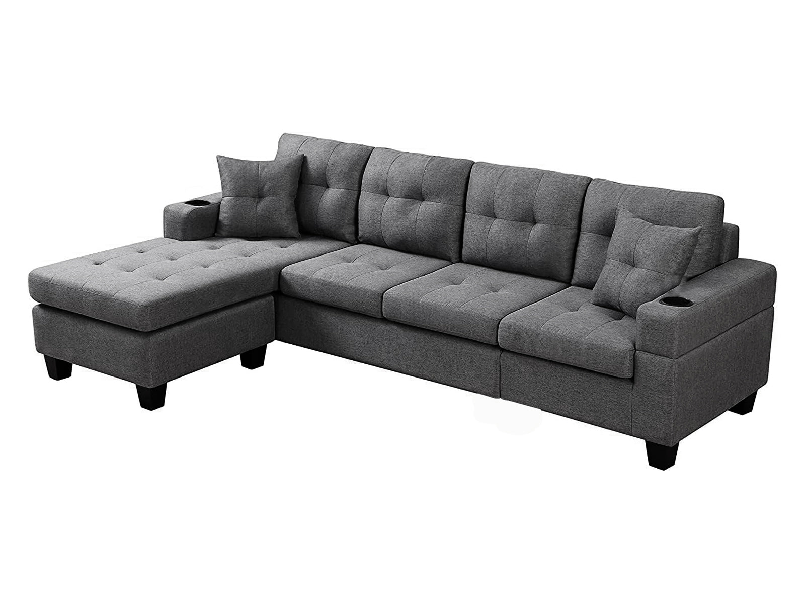 DS Marcia Sectional Sofa with Left Chaise Linen Grey